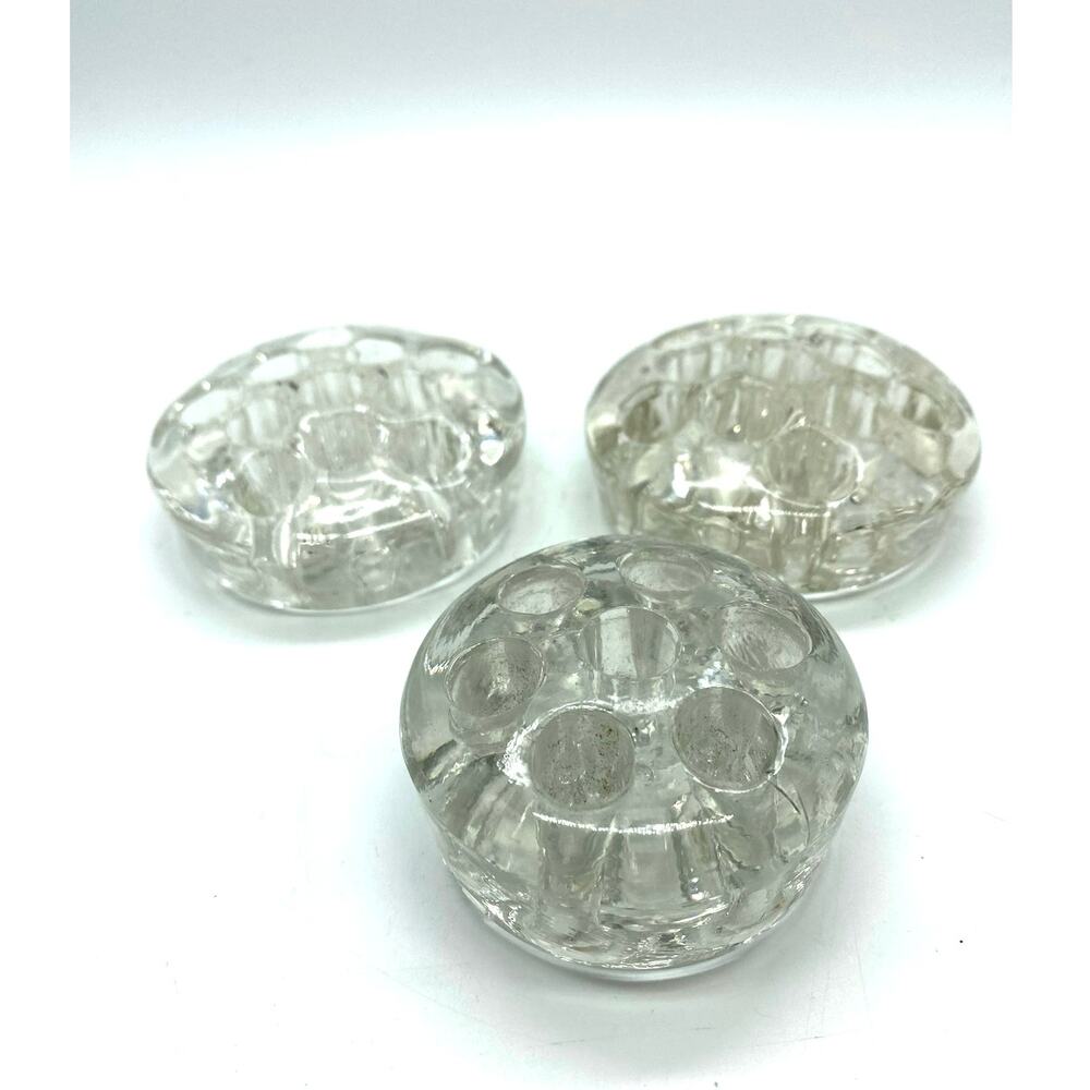 Vintage‎ Clear Glass Flower Arranging Frog Holder Lot of 3 Different Styles